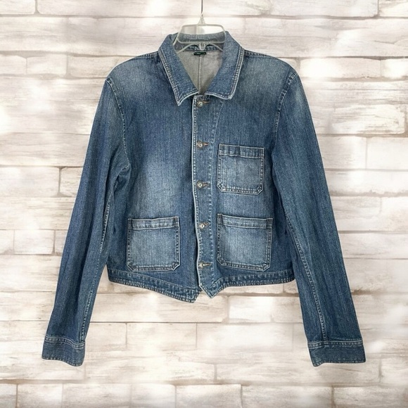 Lauren Jeans Co Blazer
Women L Large Stretch
Button Front Denim Notch
Jacket - Picture 1 of 16